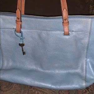 Fossil blue leather large